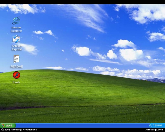 The simulated Windows XP desktop